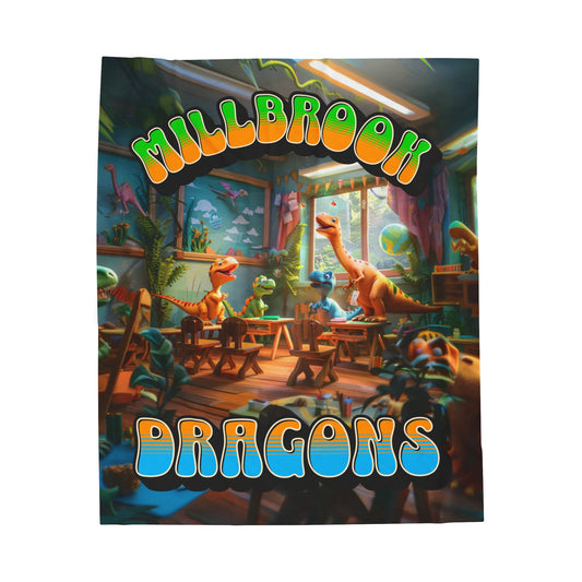 Millbrook Dragons At School - Velveteen Plush Blanket