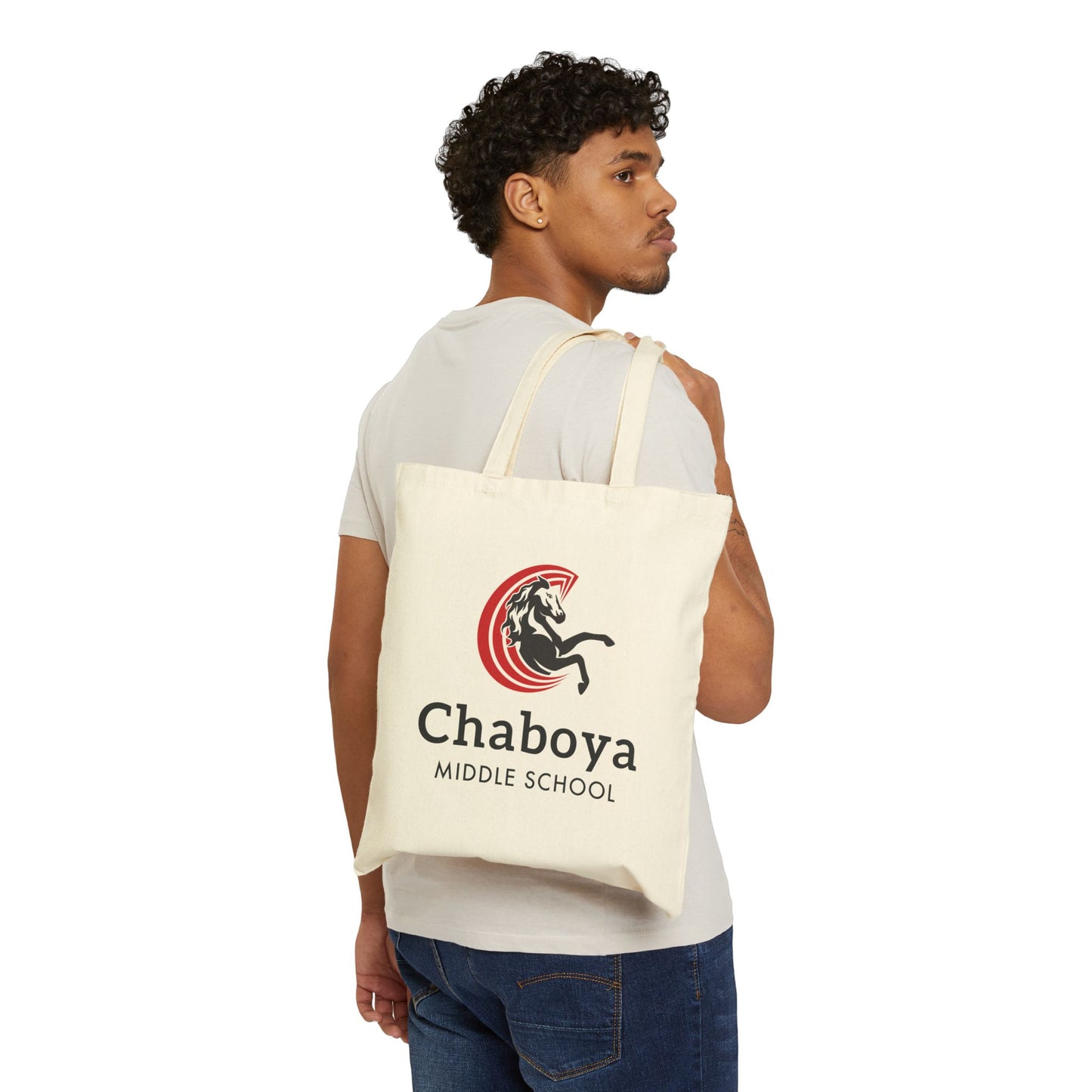 Cotton Canvas Tote Bag - Chaboya Middle School Staff Logo
